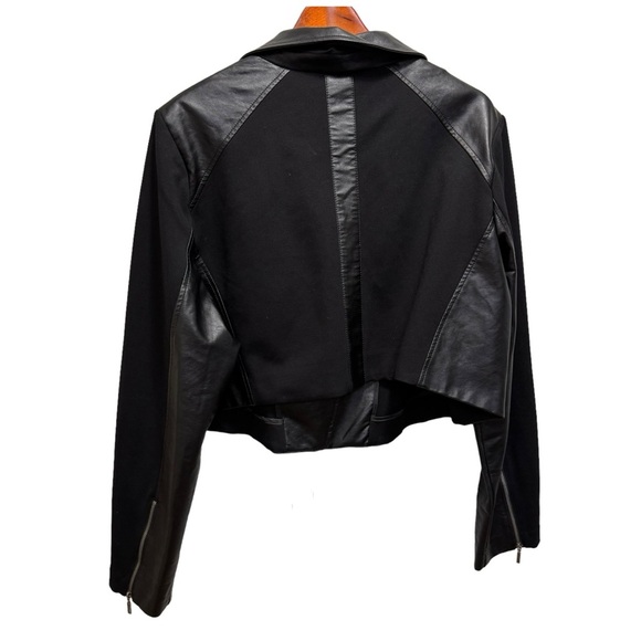 Addition Elle Michel Studio Mixed Media Faux Leather Cropped Moto Jacket Size 24 - Picture 2 of 9